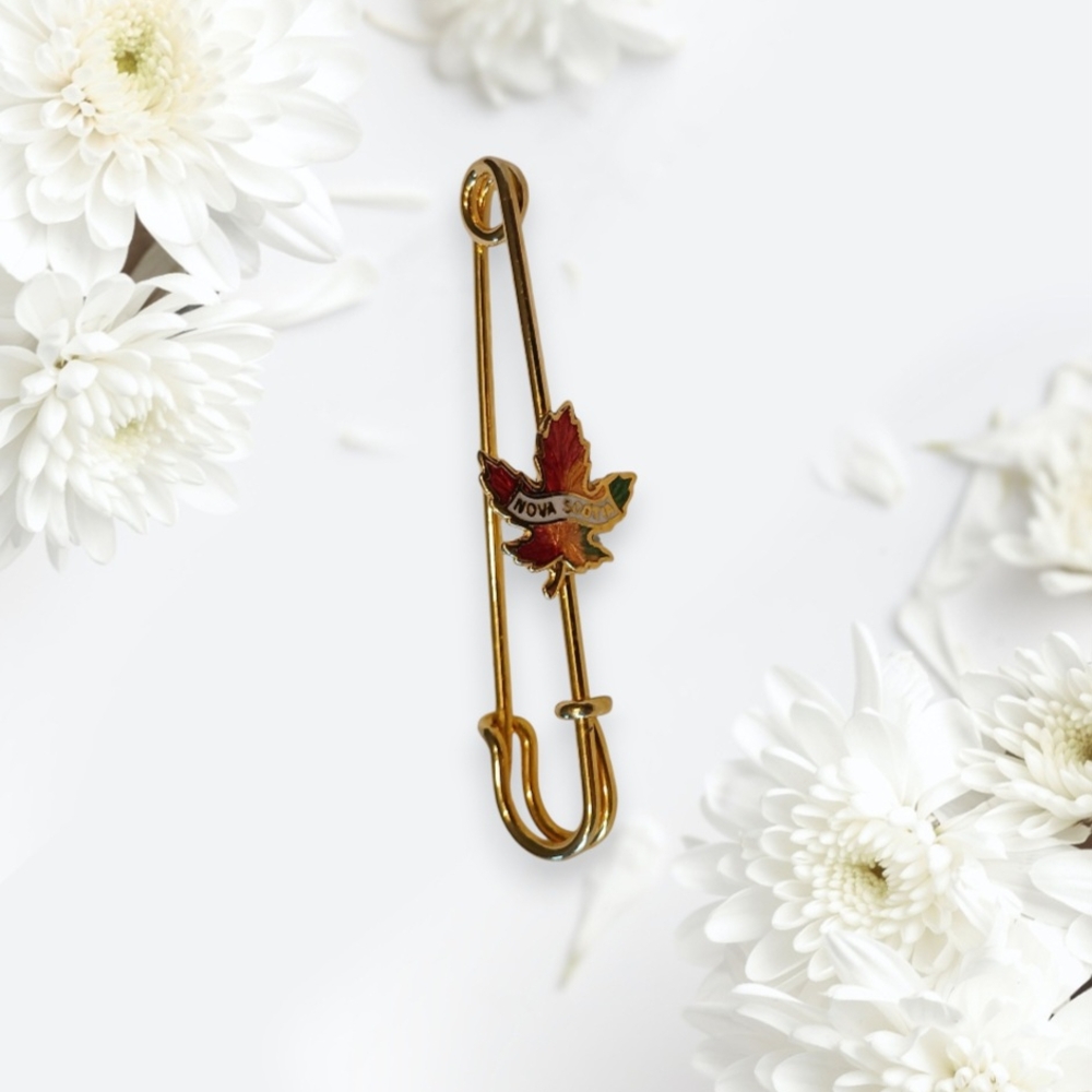 Nova Scotia Gold and Red Maple Leaf Brooch